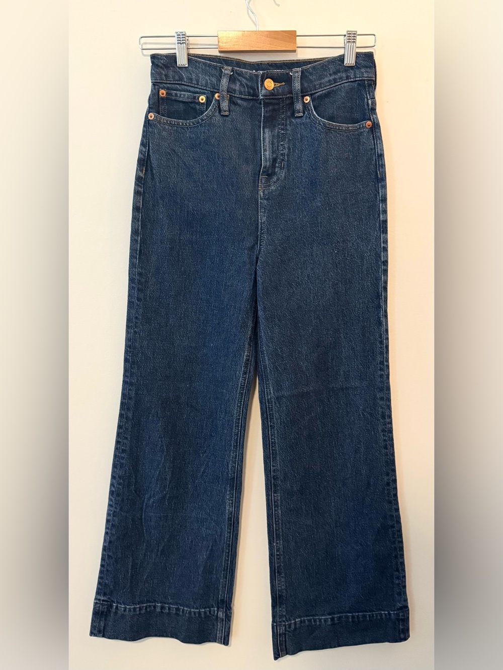 J.Crew Wide Leg Trouser Jeans Women’s 26 Petite Dark Wash High Rise SP23